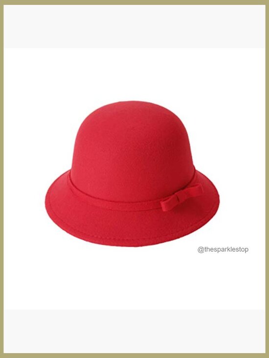 Vintage Bowler Suede Wool Bucket Hat Adjustable with Bowknot main image 5